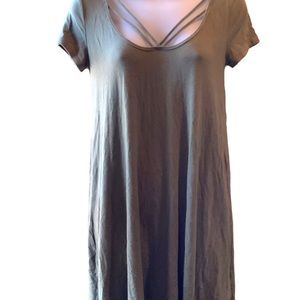 Hollister Mini Dress Olive Green Stretchy Fabric With Cutout Front Size Small